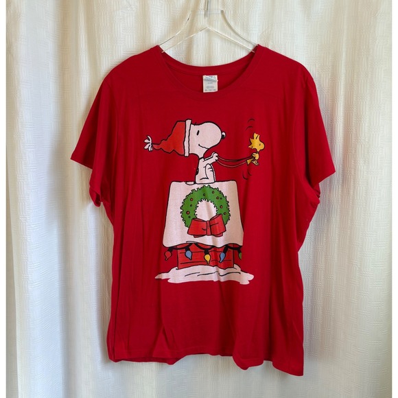 Port & Company Tops - Port & Company Snoopy Christmas Doghouse Red Graphic T-Shirt Ladies 3XL Peanuts